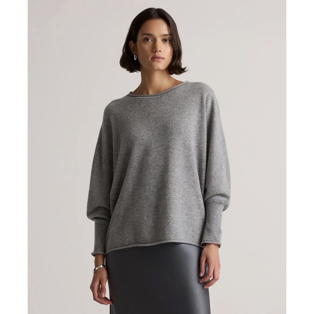 Quince Womens Mongolian Cashmere Batwing Sweater Oversized Size S/M Heather Gray